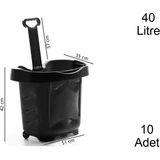 Marketix Tekerlekli Plastik Market Alışveriş El Sepeti 40 Litre Siyah 10 Adet