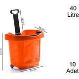 Marketix Tekerlekli Plastik Market Alışveriş El Sepeti 40 Litre Turuncu 10 Adet