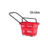 Marketix Tekerlekli Plastik Market Alışveriş El Sepeti 54 Litre Kırmızı
