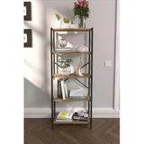 Marketonya 5 Raflı Metal Kitaplık 150 Cm Kütüphane Rafı Ceviz Renk