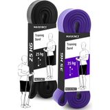 Markince 2li Set 25+35 kg Direnç Bandı Seti Kas Geliştirme ve Fitness İçin Ergonomik Tasarımlı Bant - Siyah - Mor