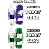 Markince 2li Set 35+45 kg Direnç Bandı Seti Kas Geliştirme Lastiği Fitness Pilates Cross Training Bant - 2 Adet - Yeşil - Mor