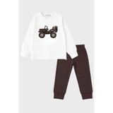 MARKOLL Erkek Çocuk Jeep Baskılı Uzun Kollu Pijama Takımı 2'li Alt Üst Uyku Takımı