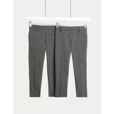 Marks & Spencer 2'li Erkek Çocuk Slim Fit Esnek Okul Pantolonu (2-18 Yaş) - Gri - -- - 11 - 12 Yaş