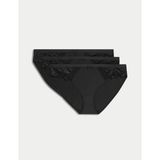 Marks & Spencer 3'lü Amelia Dantelli Bikini Külot Seti - Siyah - 40