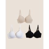 Marks & Spencer 3'lü Pamuklu Push Up T-Shirt Sütyeni - 90B - Krem