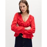Marks & Spencer Bel Detaylı Fırfırlı Bluz - Kırmızı - 38/REG