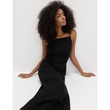 Marks & Spencer Keten Karışımlı Maxi Elbise - Siyah - 36/REG
