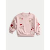 Marks & Spencer Kız Çocuk Pamuk Karışımlı Desenli Sweatshirt Pembe Kalın Regular Fit (2-10 Yaş) - 5 - 6 Yaş