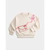 Marks & Spencer Kız Çocuk Zarf Detaylı Sweatshirt Ekstra Rahat Pamuk Karışımlı 2-8 Yaş - 3 - 4 Yaş - Ekru - Taş