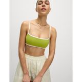 Marks & Spencer Kontrast Trim Yuvarlak Yaka Bikini Üstü - Koyu Yeşil - 40