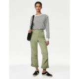 Marks & Spencer Lyocell™ Straight Leg Crop Kargo Pantolon - Yeşil - -- - 36/REG