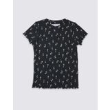 Marks & Spencer Mavi Çiçek Desenli Bayan T- Shirt