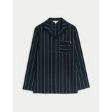 Marks & Spencer Saf Lyocell Çizgili Pijama Üstü - Lacivert - 2XL