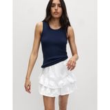 Marks & Spencer Saf Pamuk Işlemeli Mini Etek - Beyaz - 44/REG