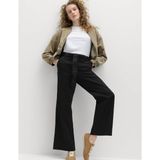Marks & Spencer Saf Pamuklu Kemerli Düz Paça Pantolon - Siyah - -- - 40/REG