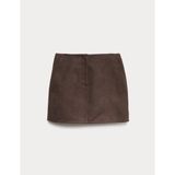 Marks & Spencer Süet Mini Etek - Kahverengi - 42
