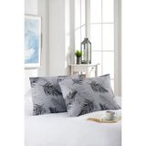 Marla Home 2'li Yastık Kılıfı | Pamuklu | 50X70 cm | Gri Palm - Gri - Siyah - 50 x 70