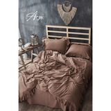 Marla Home Arya Stonewashed Pamuklu Fırfırlı Nevresim Takımı Çift Kişilik - Bej - 220 x 200 cm