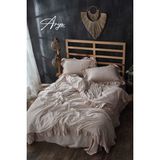 Marla Home Arya Stonewashed Pamuklu Fırfırlı Nevresim Takımı Çift Kişilik - Pudra - 220 x 200 cm