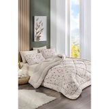 Marla Home Çift Kişilik Welsoft Yorgan Uyku Seti | Lastikli Çarşaflı | Bahar - Bej