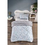 Marla Home Mavi Tek Kişilik Welsoft Yorgan Uyku Seti Lastikli Çarşaflı Çiçek Deseni ile Rahatlık