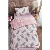 MARLA HOME Palm Pembe Desenli Tek Kişilik Çift Taraflı Welsoft Yorgan Seti Wellsoft Battaniye Pofuduk Yumuşak Y