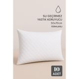 Marla Home Sıvı Geçirmez Yastık Koruyucu Fermuarlı - 50x70 Cm Sessiz Ve Terletmeyen Pamuk Kumaş 10'lu Beyaz