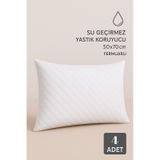 Marla Home Sıvı Geçirmez Yastık Koruyucu Fermuarlı - 50x70 Cm Sessiz Ve Terletmeyen Pamuk Kumaş 4'lü Beyaz