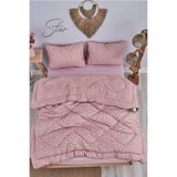 MARLA HOME Star Pembe Desenli Çift Kişilik Çift Taraflı Welsoft Yorgan Seti Wellsoft Battaniye Pofuduk Yumuşak