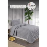 Marla Home Tek Kişilik Pike Takımı 160x230 Cm Çok Amaçlı Yatak Örtüsü & Battaniye Gri Siyah