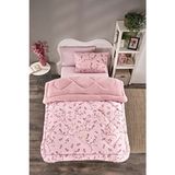 Marla Home Tek Kişilik Welsoft Yorgan Uyku Seti Pembe Çiçek Desenli Lastikli Çarşaflı Bahar