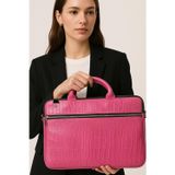 Marlene Klar Pembe Kroko Macbook Air Pro 13-14-15.6 Inç Darbeye Karşı Korumalı Laptop Çantası