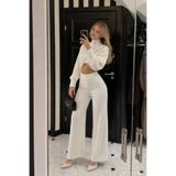MARLİNG DÜĞMELİ BLUZ PANTOLON ŞIK TRİKO TAKIM