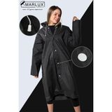 Marlux Unisex Su Rüzgar Geçirmez Kapüşonlu Beyaz Çıtçıt Düğme Eva Siyah Beyaz Yağmurluk 24MRLXYGM - Standart