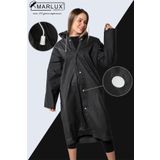 Marlux Unisex Su Rüzgar Geçirmez Kapüşonlu Beyaz Çıtçıt Düğme Eva Siyah Beyaz Yağmurluk 24MRLXYGM