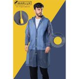Marlux Unisex Su Rüzgar Geçirmez Kapüşonlu Çıtçıt Düğme Eva Yağmurluk - Sarı - Lacivert