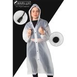 Marlux Unisex Su Rüzgar Geçirmez Kapüşonlu Çıtçıt Düğme Eva Yağmurluk - Siyah - Beyaz