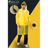 Marlux Unisex Su Rüzgar Geçirmez Kapüşonlu Lacivert Çıtçıt Düğme Eva Sarı Lacivert Yağmurluk 24Mrlxygm
