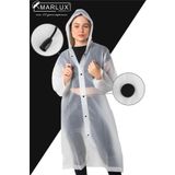 Marlux Unisex Su Rüzgar Geçirmez Kapüşonlu Siyah Çıtçıt Düğmeli Eva Beyaz Siyah Yağmurluk 24MRLXYGM