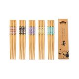 Marmara Avm 10 Çift Mermer Desenli Bambu Yemek Çubuğu Seti 20 Adet Kaymaz Uçlu Kutulu Chopstick