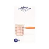 Marmara Avm Cezve, Cupid Kareli Emaye Ahşap Saplı (500 Ml-6 Kişilik) - Renkli