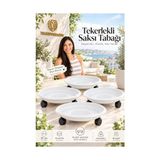 Marmara Avm Tekerlekli Saksı Tabağı 4'lü Set 37 cm Ağır Yük Taşıyıcı Damacana Altlığı Saksı Altı Tekerleği Tablası Beyaz 721054 - Standart - Çok Renkli