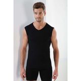 Marmara Qumasch Erkek Tişört V Yaka Sıfır Kol Kolsuz Atlet Body Pamuk Siyah - 2xl