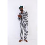 Marmara Qumasch Kocabey 4007 Uzun Kol Çizgili Gaffur Erkek Pijama Takım - 2XL - Antrasit