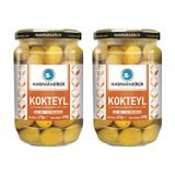MarmaraBirlik Yeşil Kokteyl Zeytin, 4XL-3XL, 670g, Cam Kavanoz, 2 Adet