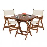Marmaris Ahsap Bahce Balkon Takimi: 80X80 Masa + 2 Pvc Kumasli Sandalye Katlanir Set