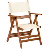 Marmaris Katlanır Ahşap Bahçe Balkon Sandalyesi -Kolçaklı, Pvc Kumaşlı (Atina Pvc Chair)