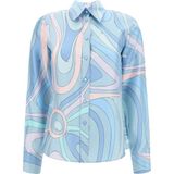 Marmo Desenli Ipek Twill Gömlek - Açık Mavi - XS