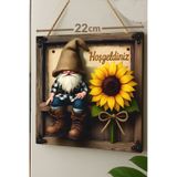 MARNELLO CONSEPT Gnome Ayçiçeği "Hoş Geldiniz" Ahşap MDF Kapı Süsü Retro Tarz -2D KABARTMALI